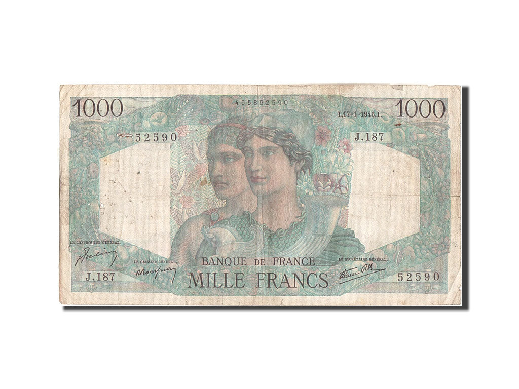 France, 1000 Francs, 1 000 F 1945-1950 ''Minerve et Hercule'', 1946, 1946-01-...