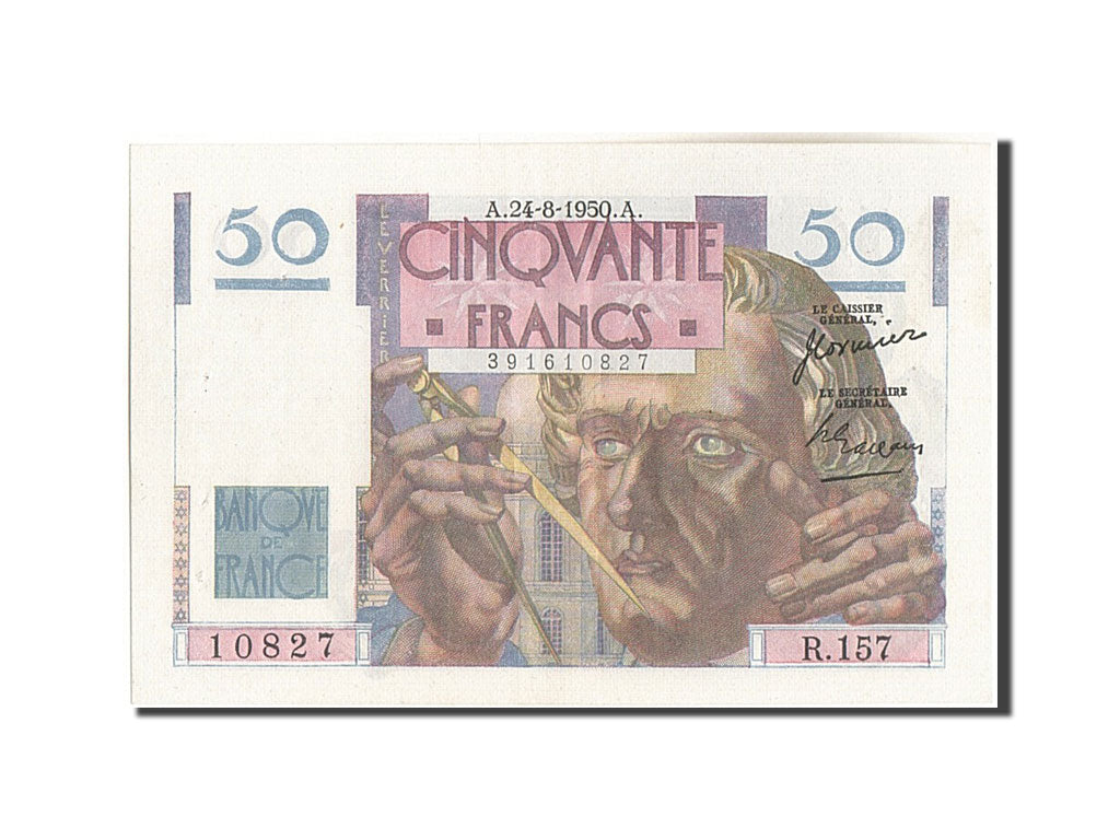 Francia, 50 Francs, 50 F 1946-1951 ''Le Verrier'', 1950, KM:127c, 1950-08-24,...