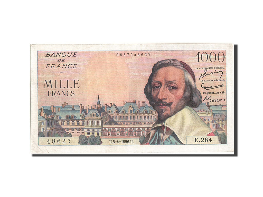 France, 1000 Francs, 1 000 F 1953-1957 ''Richelieu'', 1956, 1956-04-05, KM:13...