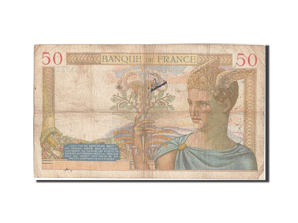 Francia, 50 Francs, 50 F 1934-1940 ''Cérès'', 1938, KM:85b, 1938-01-13, B,...