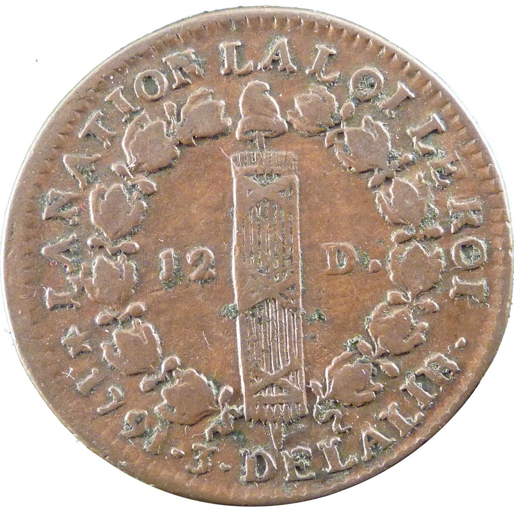 Moneta, Francia, 12 deniers françois, 12 Deniers, 1791, Orléans, MB+, Bronzo
