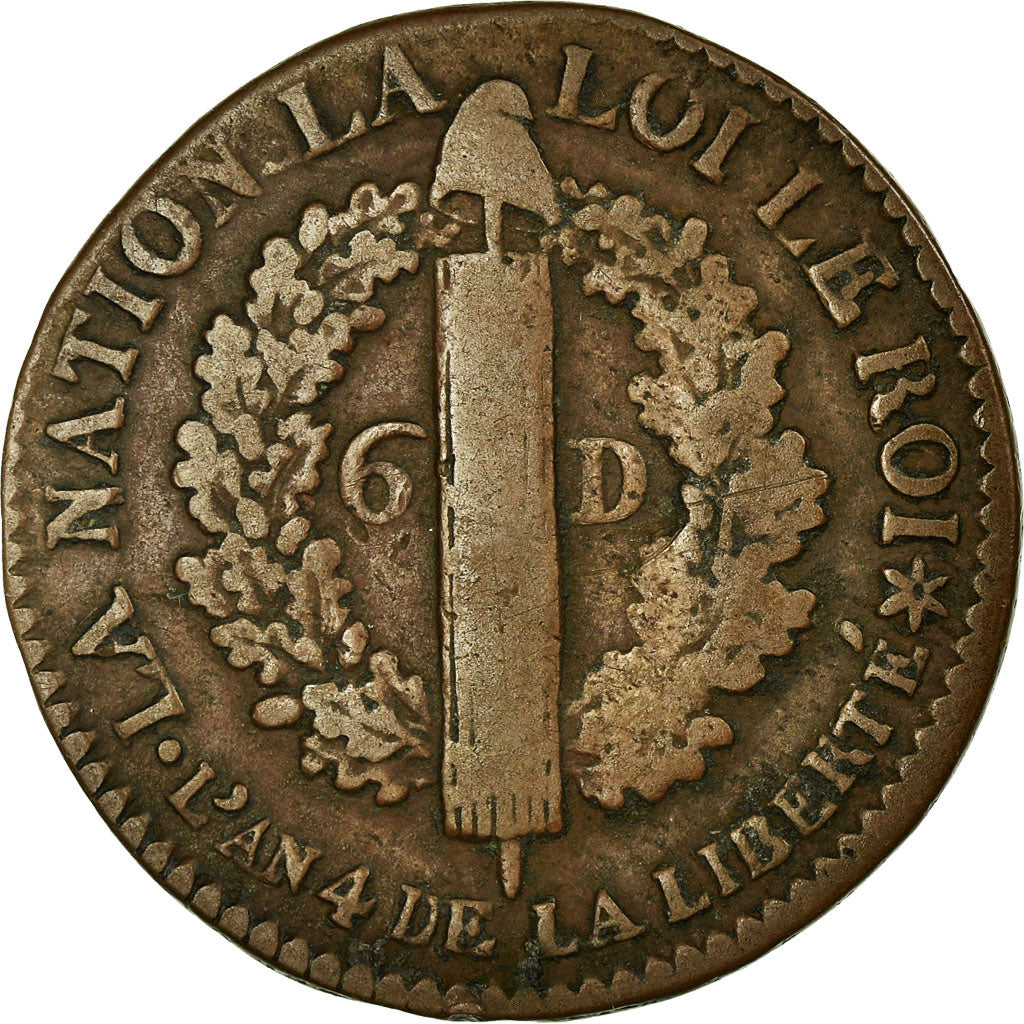 Coin, France, 6 deniers français, 6 Deniers, 1792, Strasbourg, VF(20-25)