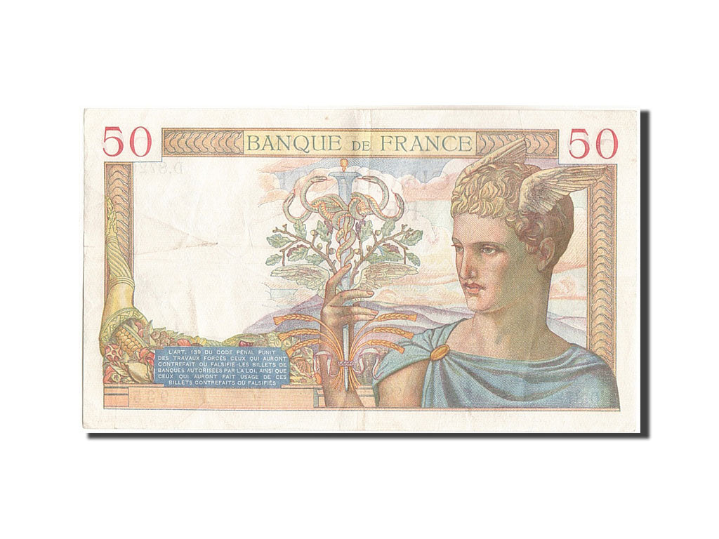Banknot, Francja, 50 Francs, Cérès, 1938, 1938-10-20, EF(40-45)