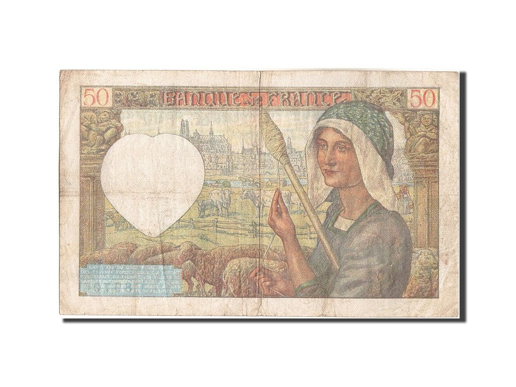 Geldschein, Frankreich, 50 Francs, 50 F 1940-1942 ''Jacques Coeur'', 1941