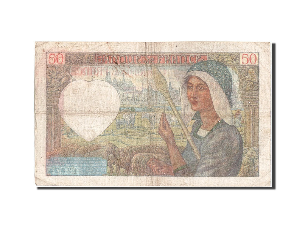 Geldschein, Frankreich, 50 Francs, 50 F 1940-1942 ''Jacques Coeur'', 1942