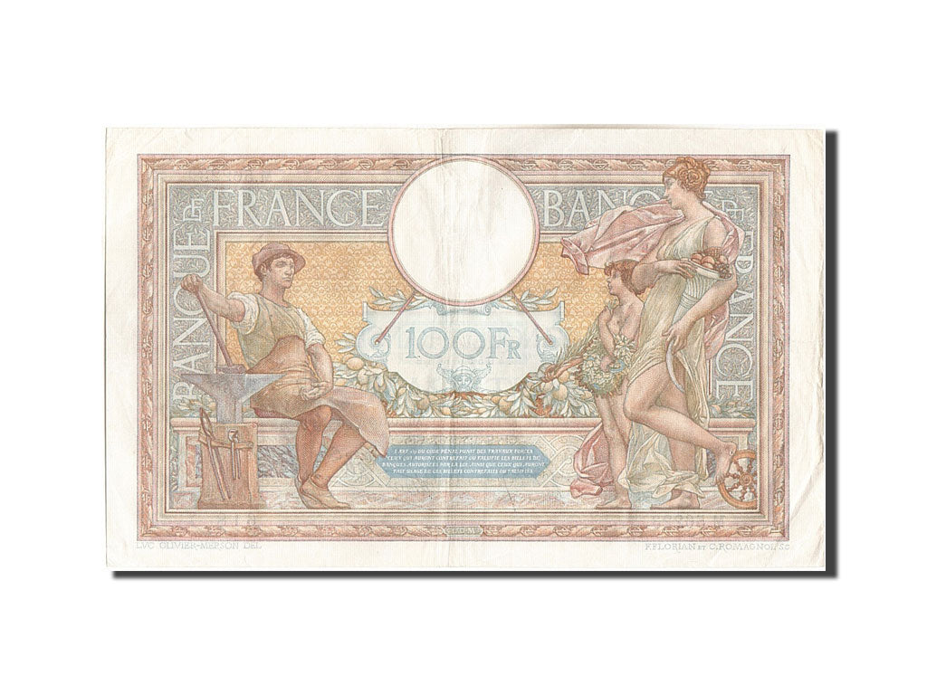 Banknot, Francja, 100 Francs, Luc Olivier Merson, 1937, 1937-12-09, EF(40-45)