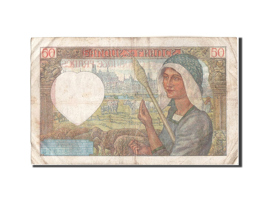 Banknote, France, 50 Francs, 50 F 1940-1942 ''Jacques Coeur'', 1942, 1942-01-08