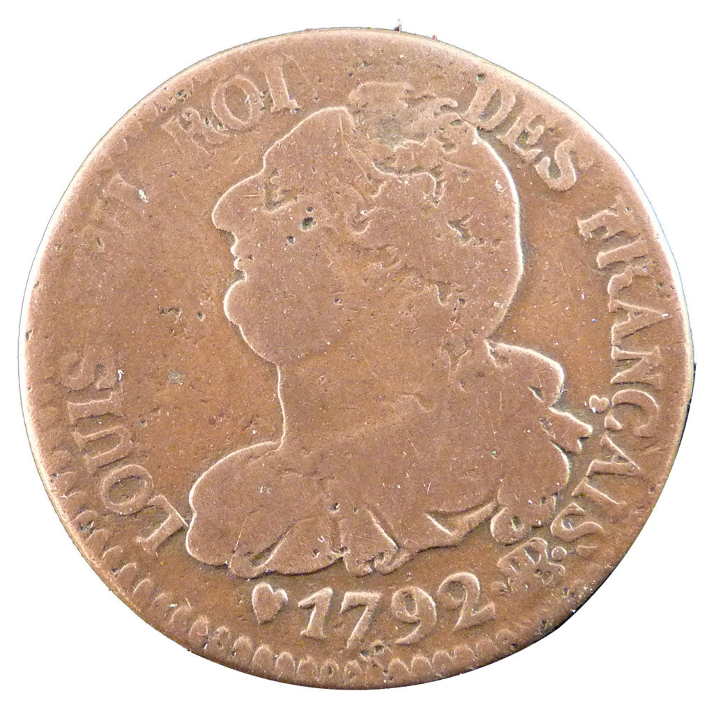 Moneta, Francja, 6 deniers français, 6 Deniers, 1792, Strasbourg, VG(8-10)