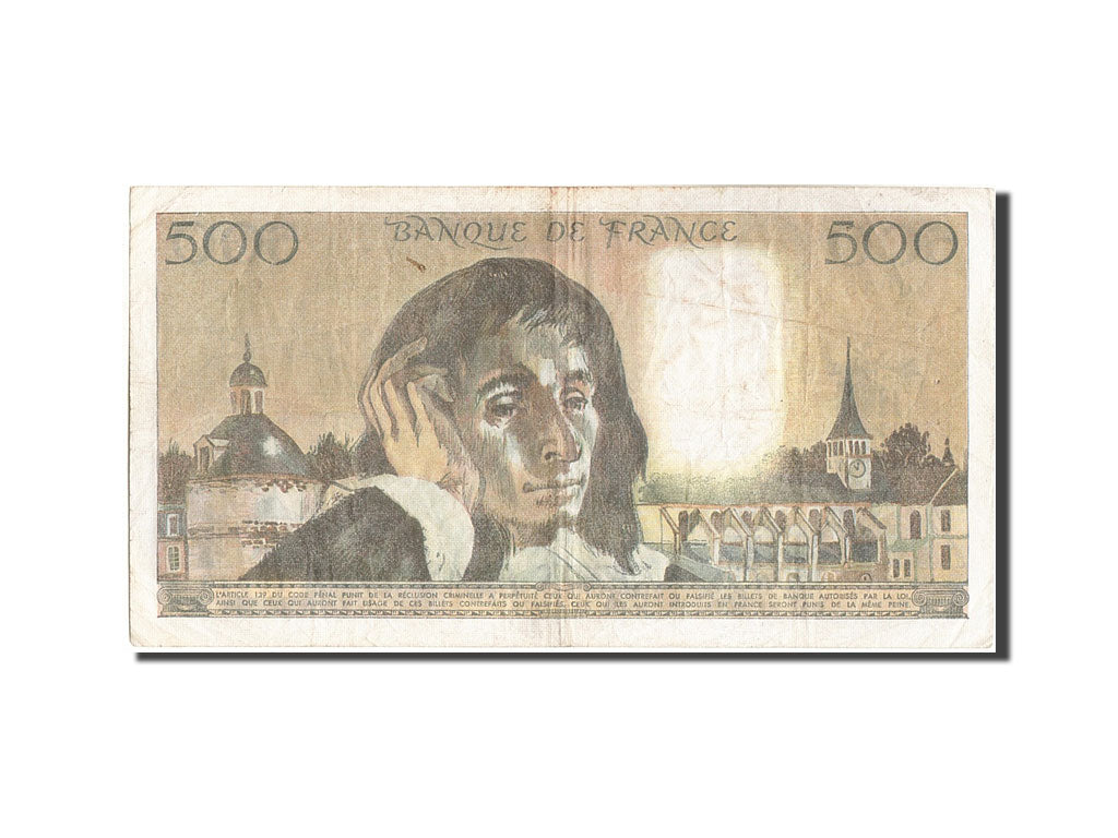 France, 500 Francs, 500 F 1968-1993 ''Pascal'', 1987, KM:156f, 1987-01-08, VF...