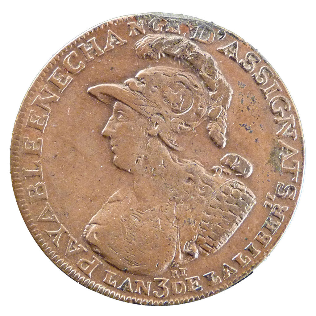 Francia, 2 Sols 6 Denarius, 1791, MB+, Rame, Brandon:210a