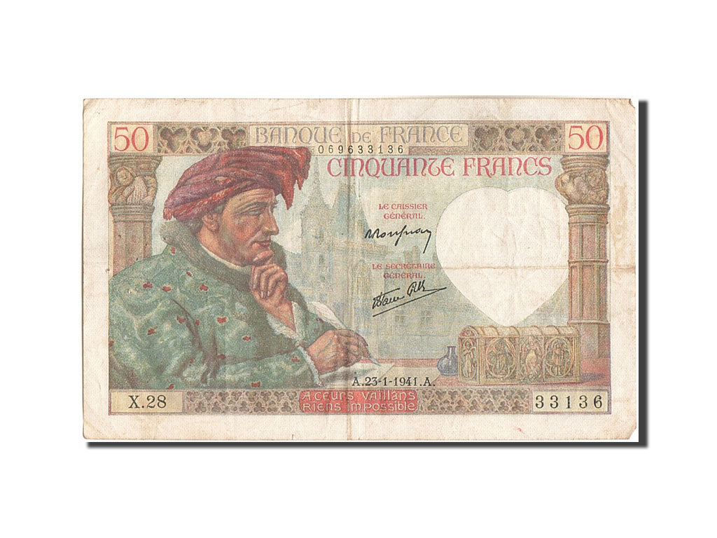 Billete, Francia, 50 Francs, 50 F 1940-1942 ''Jacques Coeur'', 1941, 1941-01-23