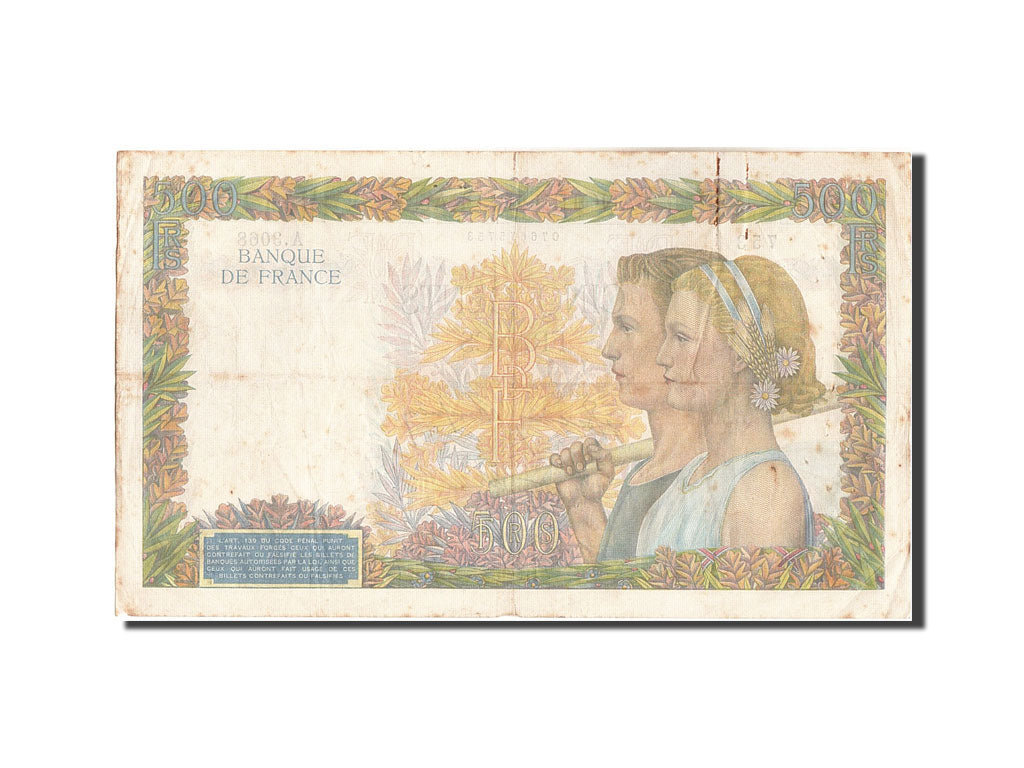 Frankreich, 500 Francs, 500 F 1940-1944 ''La Paix'', 1941, KM:95b, 1941-06-11...