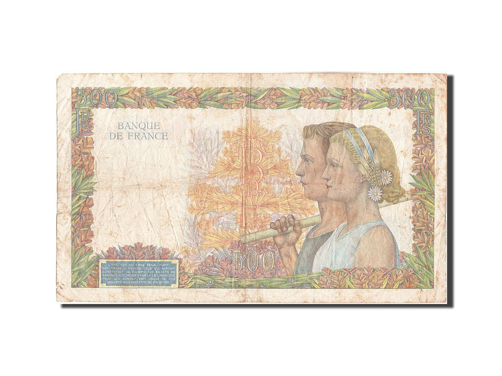 France, 500 Francs, 500 F 1940-1944 ''La Paix'', 1940, KM:95a, 1940-05-16, VF...