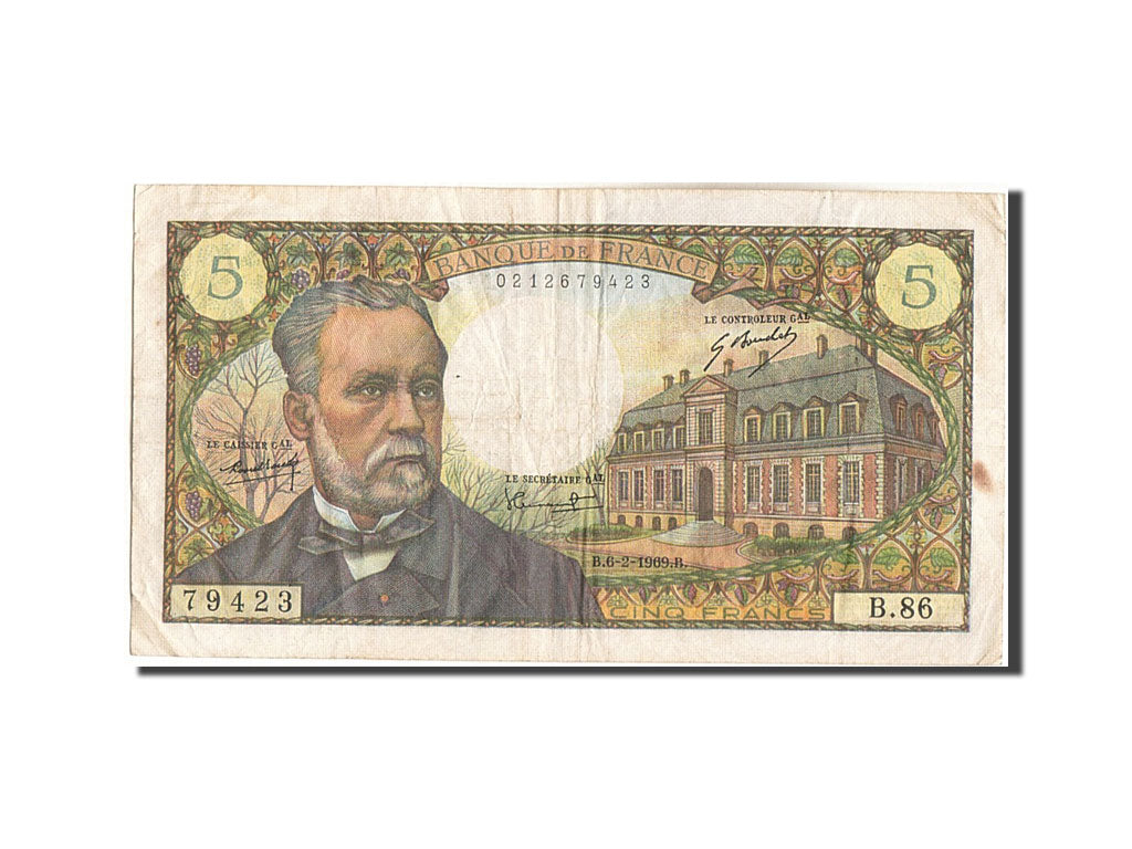 Billet, France, 5 Francs, 5 F 1966-1970 ''Pasteur'', 1969, 1969-02-06, TB