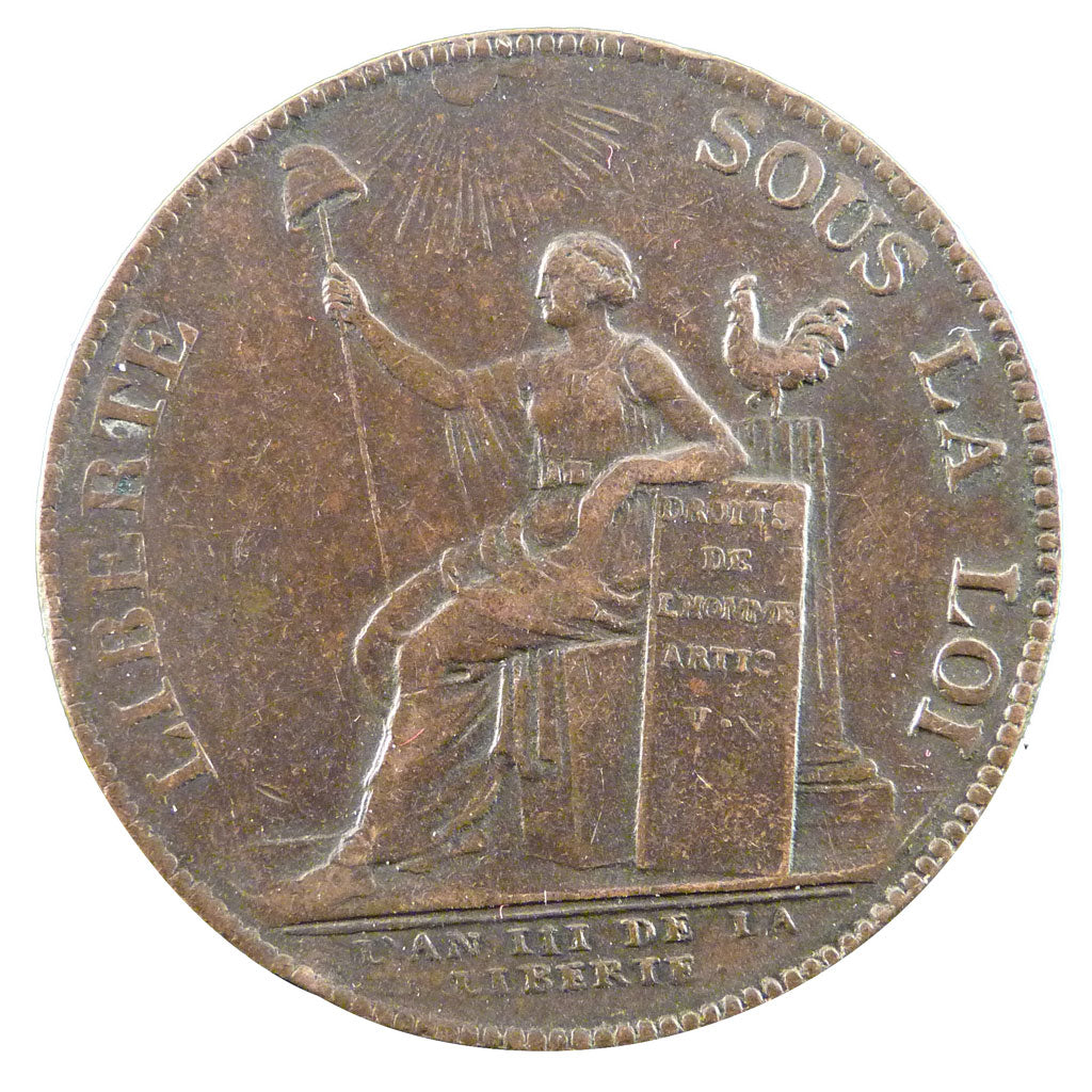 FRANCE, 2 Sols, 1791, AU(50-53), Copper, Brandon #217, 18.30