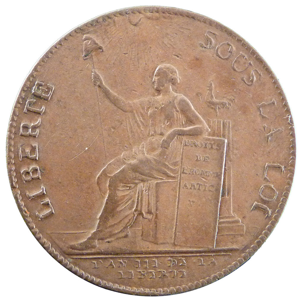 Francia, 2 Sols, 1791, BB, Rame, Brandon:217a