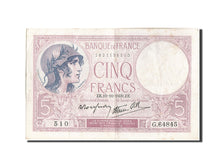 France, 5 Francs, 5 F 1917-1940 ''Violet'', 1939, 1939-10-19, KM:83, TB+, Fay...