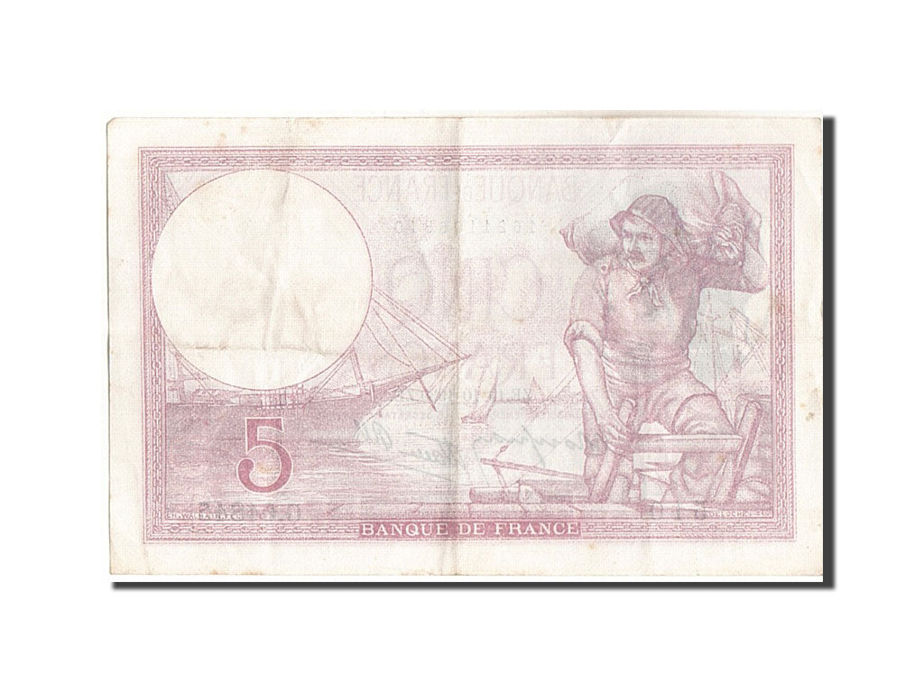 France, 5 Francs, 5 F 1917-1940 ''Violet'', 1939, 1939-10-19, KM:83, TB+, Fay...