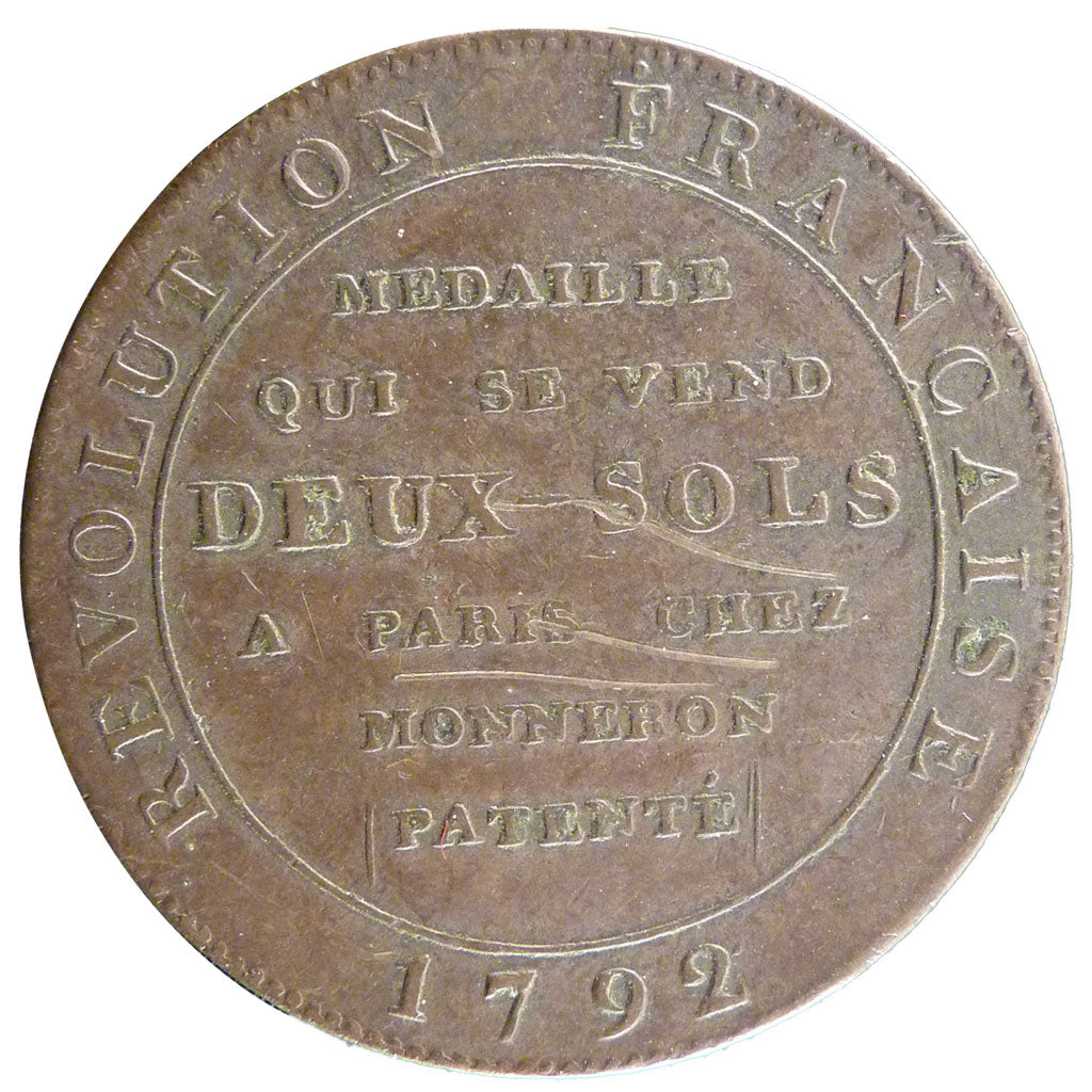 Francia, 2 Sols, 1792, BB, Rame, Brandon:222
