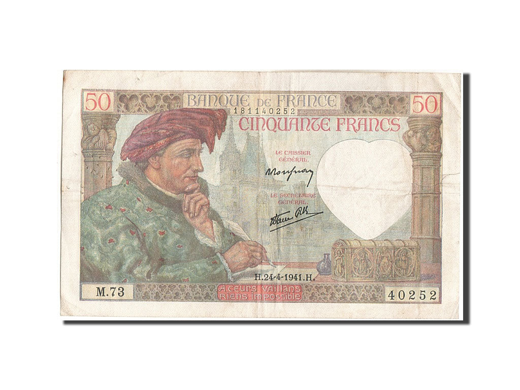 Billete, Francia, 50 Francs, 50 F 1940-1942 ''Jacques Coeur'', 1941, 1941-04-24