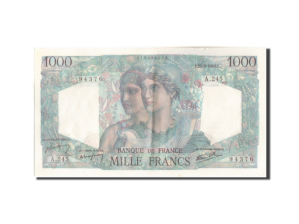 Geldschein, Frankreich, 1000 Francs, 1 000 F 1945-1950 ''Minerve et Hercule''