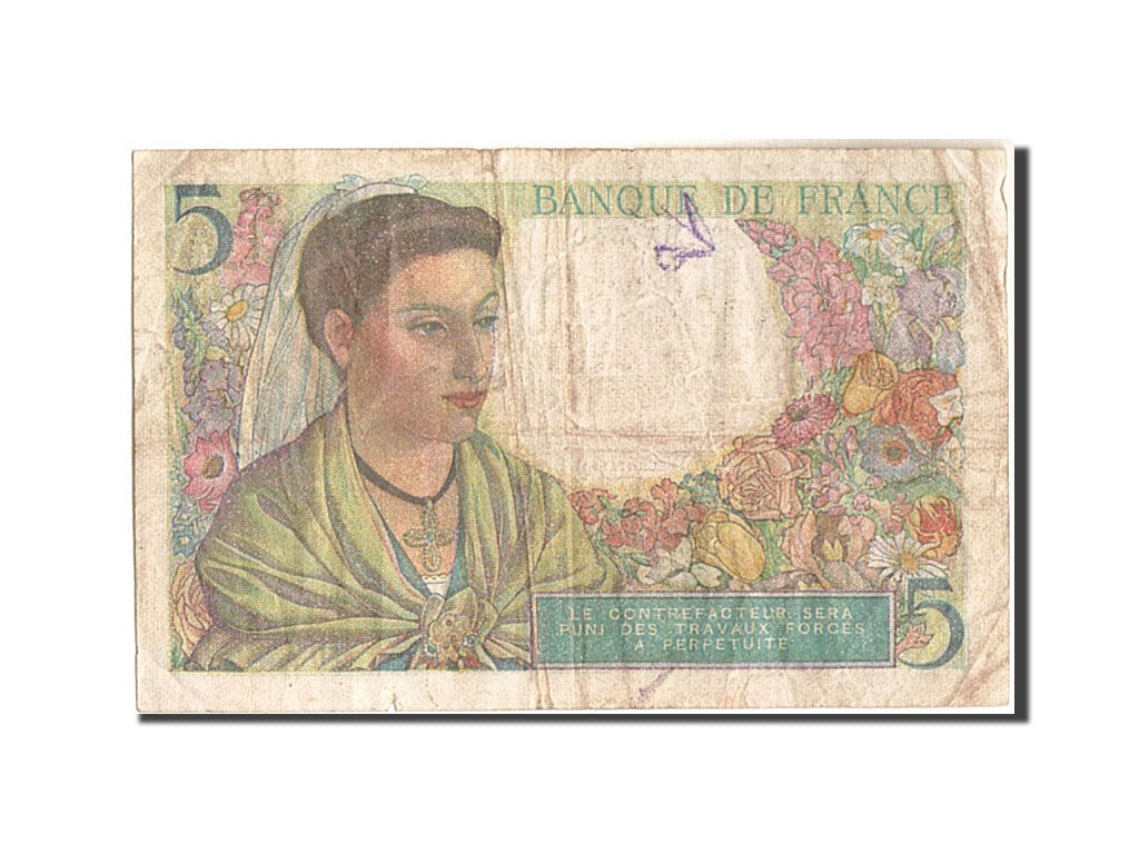 France, 5 Francs, 5 F 1943-1947 ''Berger'', 1943, KM:98a, 1943-06-02, VF(20-25)