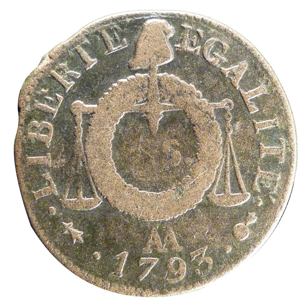FRANCE, Sol aux balances françoise, Sol, 1793, Metz, KM #619.2, VF(20-25), B...