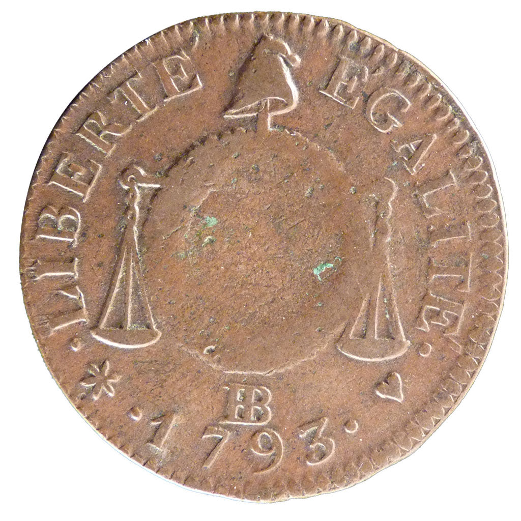Francia, Sol aux balances françoise, Sol, 1793, Strasbourg, MB, Bronzo, Gado...