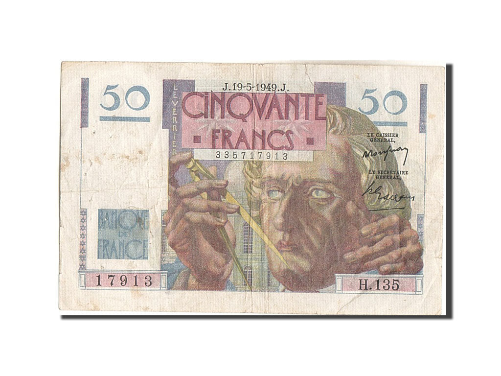 Banknot, Francja, 50 Francs, Le Verrier, 1949, 1949-05-19, VF(20-25)