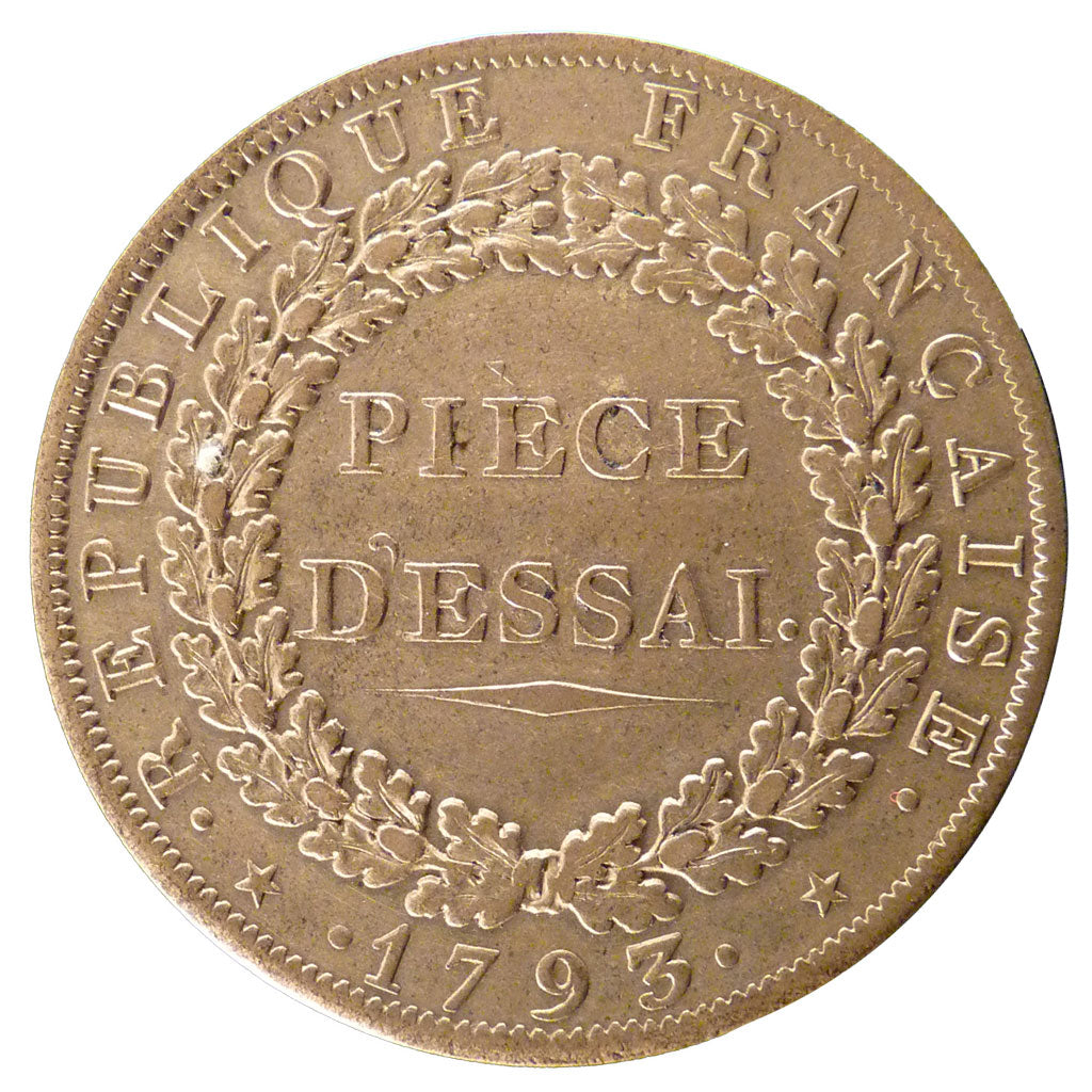 FRANCE, Essai Décime, 1793, AU(50-53), Copper, Brandon #76a, 20.40