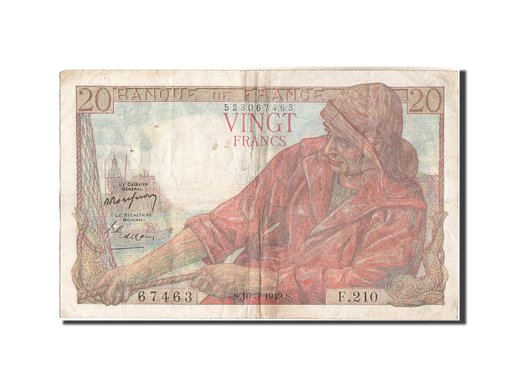 France, 20 Francs, 20 F 1942-1950 ''Pêcheur'', 1949, KM:100c, 1949-03-10, VF...