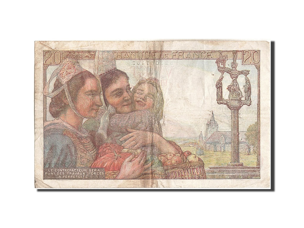 France, 20 Francs, 20 F 1942-1950 ''Pêcheur'', 1949, KM:100c, 1949-03-10, VF...