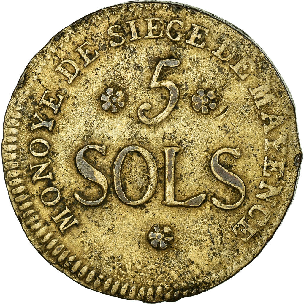 Moneta, Landy niemieckie, MAINZ, Friedrich Karl Josef, 5 Sols, 1793, AU(50-53)