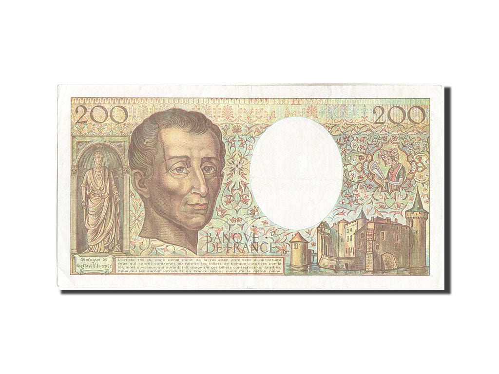France, 200 Francs, 200 F 1981-1994 ''Montesquieu'', 1990, KM:155d, 1990, AU(...