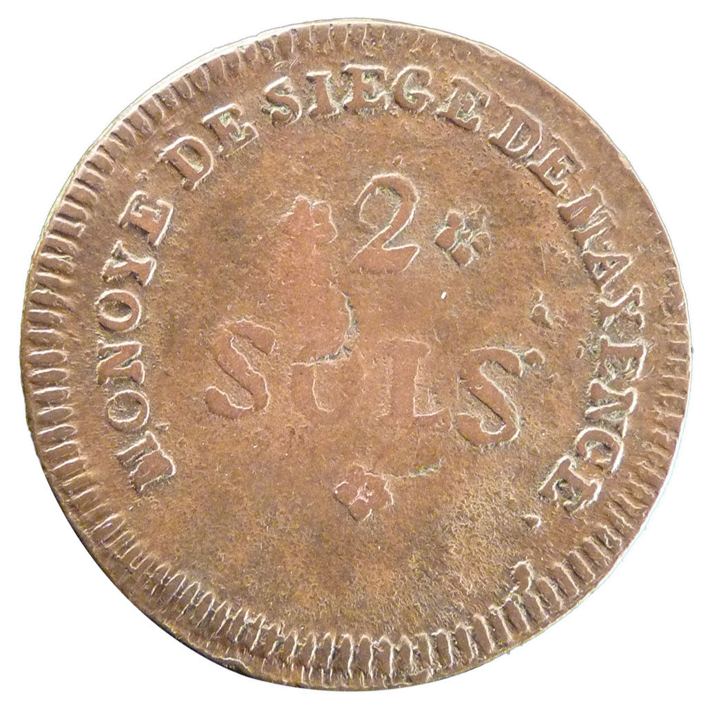 Stati tedeschi, MAINZ, Friedrich Karl Josef, 2 Sols, 1793, MB+, Rame, Gadoury:66