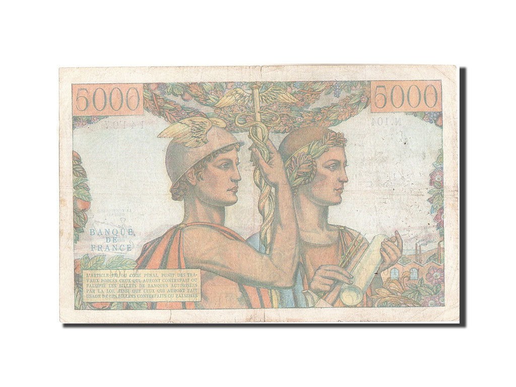 France, 5000 Francs, 5 000 F 1949-1957 ''Terre et Mer'', 1952, KM:131c, 1952-...