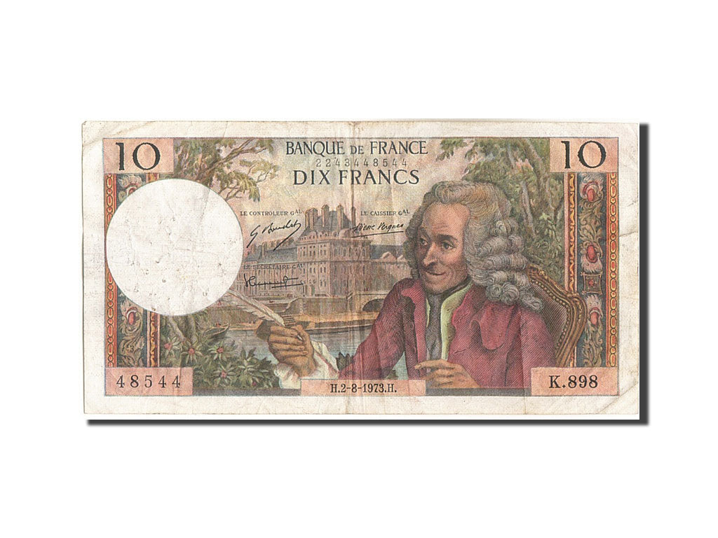 Banknote, France, 10 Francs, 10 F 1963-1973 ''Voltaire'', 1973, 1973-08-02