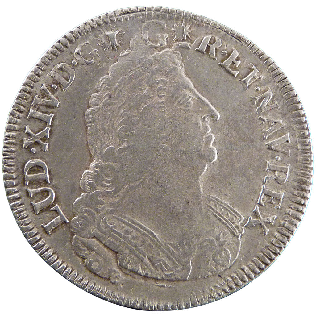 FRANCE, Écu aux palmes, ECU, 1694, Dijon, KM #298.16, VF(30-35), Silver, Gadoury