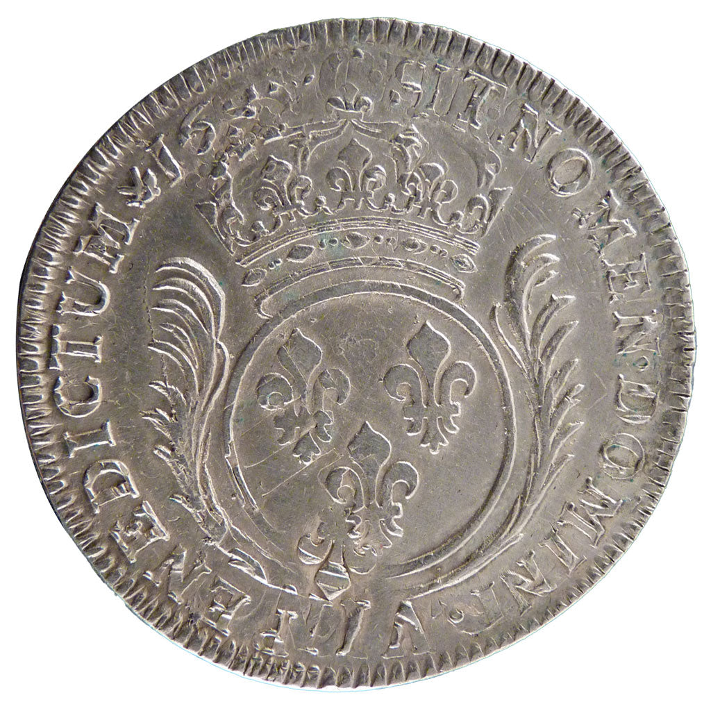 FRANCE, Écu aux palmes, ECU, 1694, Dijon, KM #298.16, VF(30-35), Silver, Gadoury