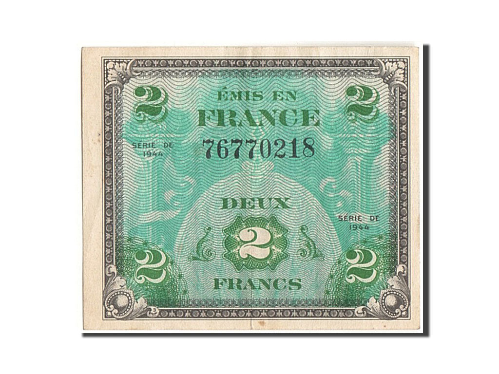 France, 2 Francs, 1944 Flag/France, 1944, KM:114a, 1944, AU(50-53), Fayette:V...