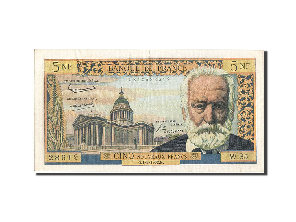 Billet, France, 5 Nouveaux Francs, 5 NF 1959-1965 ''Victor Hugo'', 1962