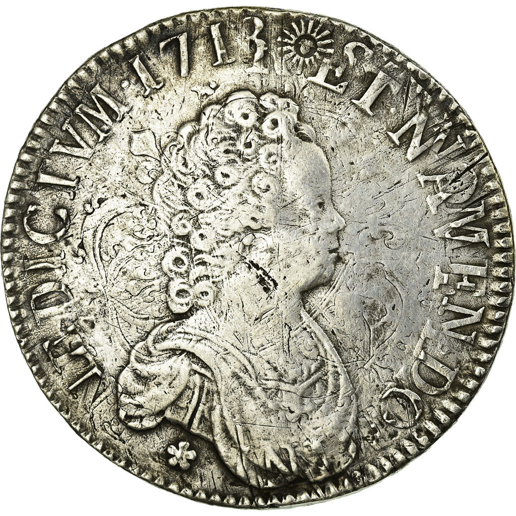 Monnaie, France, Louis XV, Écu Vertugadin, Ecu, 1716, Caen, TB+, Argent