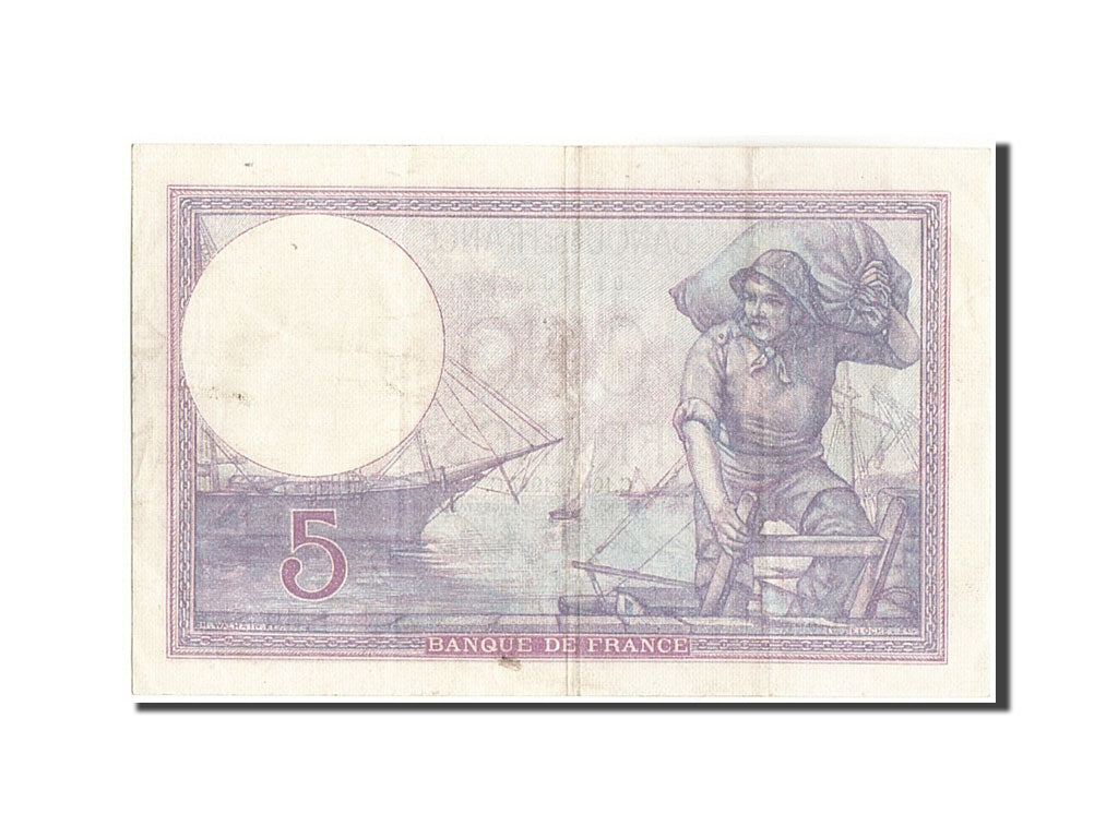 France, 5 Francs, 5 F 1917-1940 ''Violet'', 1917, KM:72a, 1917-12-10, AU(50-5...