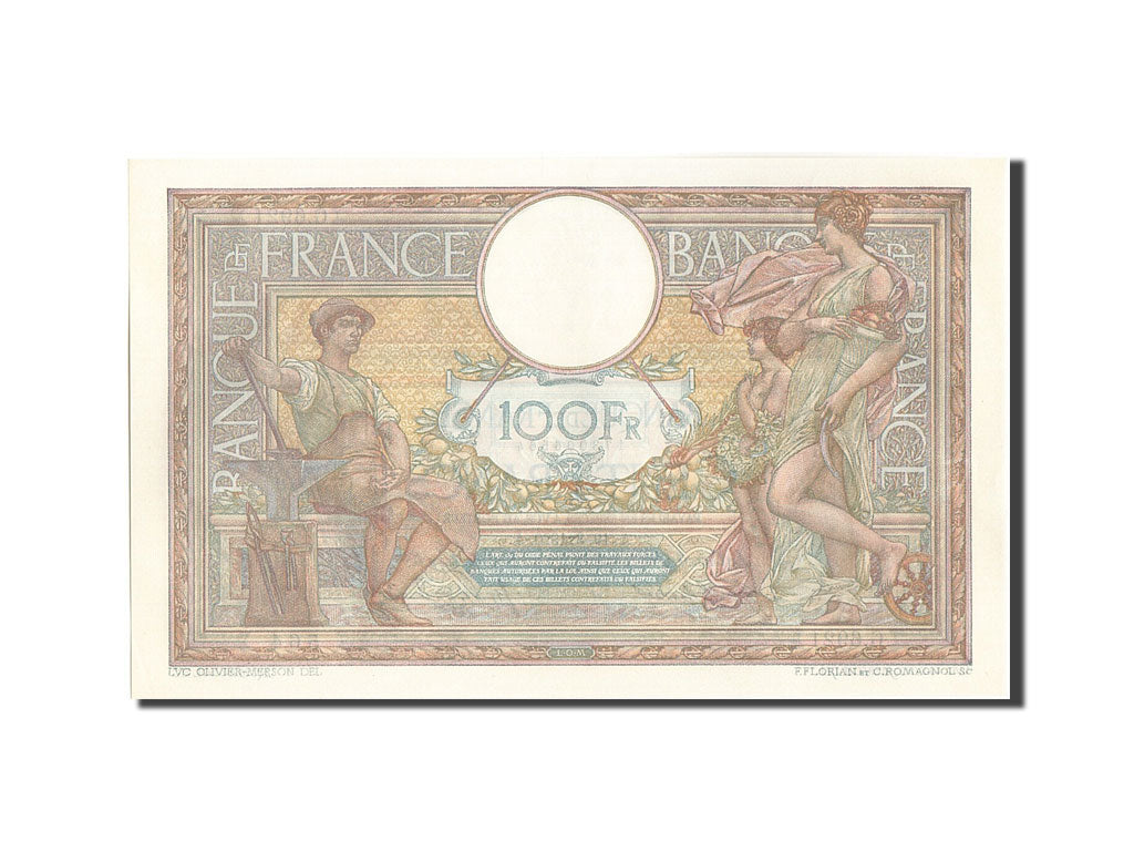 Banknote, France, 100 Francs, 100 F 1908-1939 ''Luc Olivier Merson'', 1920