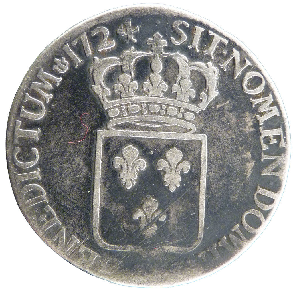 FRANCE, Écu aux 8 L, ECU, 1724, Lyon, KM #472.6, VF(20-25), Silver, Gadoury ...