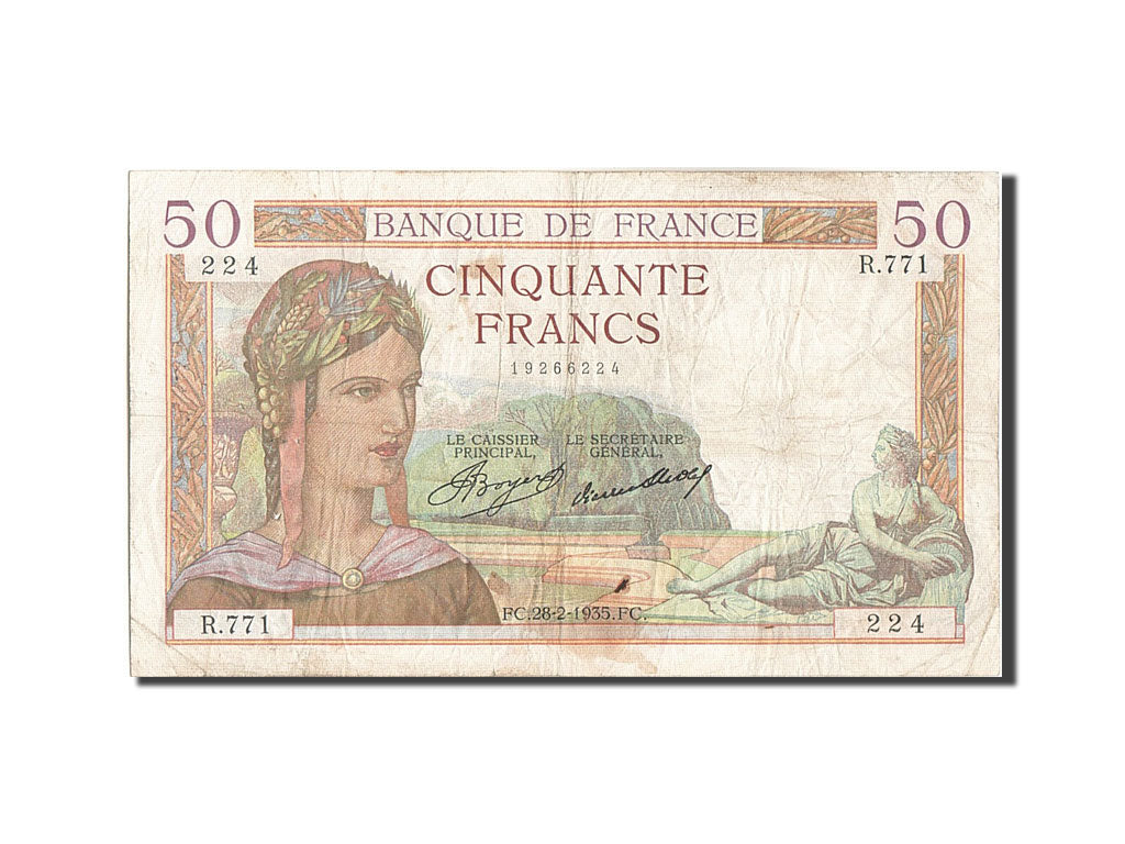 Billete, Francia, 50 Francs, 50 F 1934-1940 ''Cérès'', 1935, 1935-02-28, BC