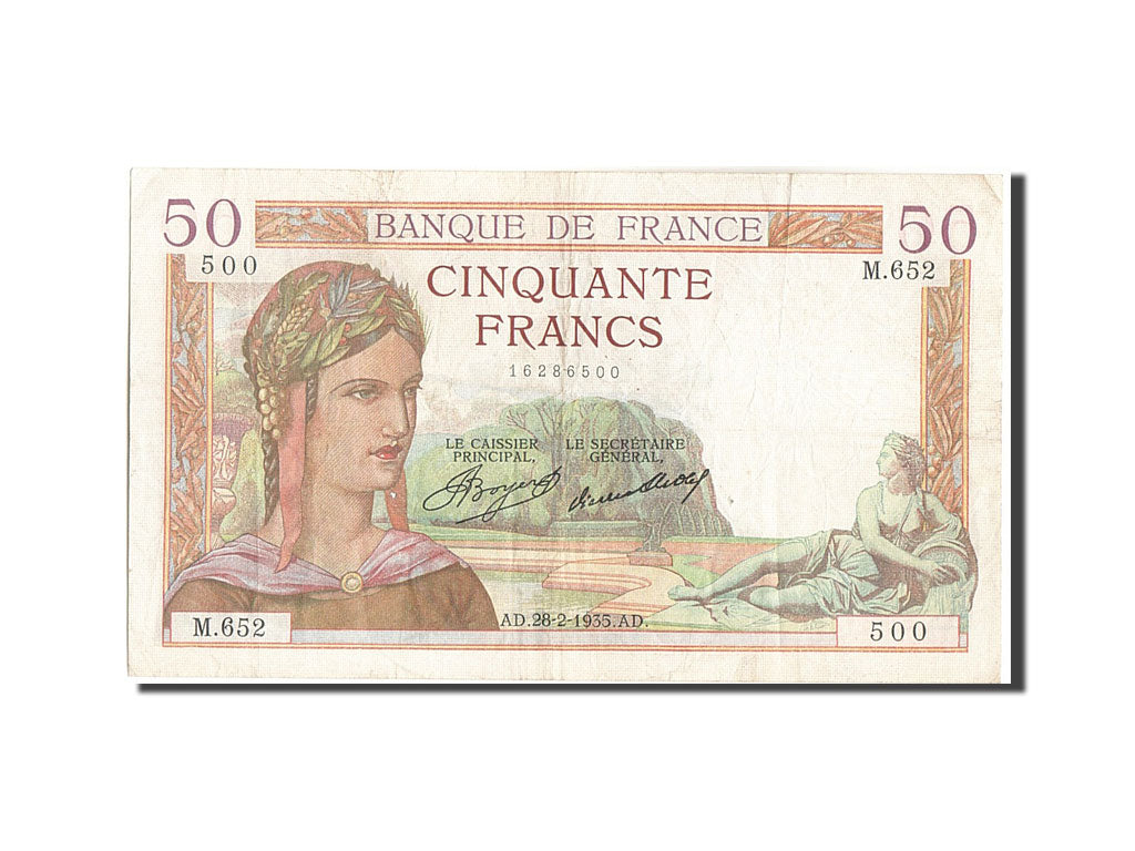 France, 50 Francs, 50 F 1934-1940 ''Cérès'', 1935, KM:81, 1935-02-28, VF(30...