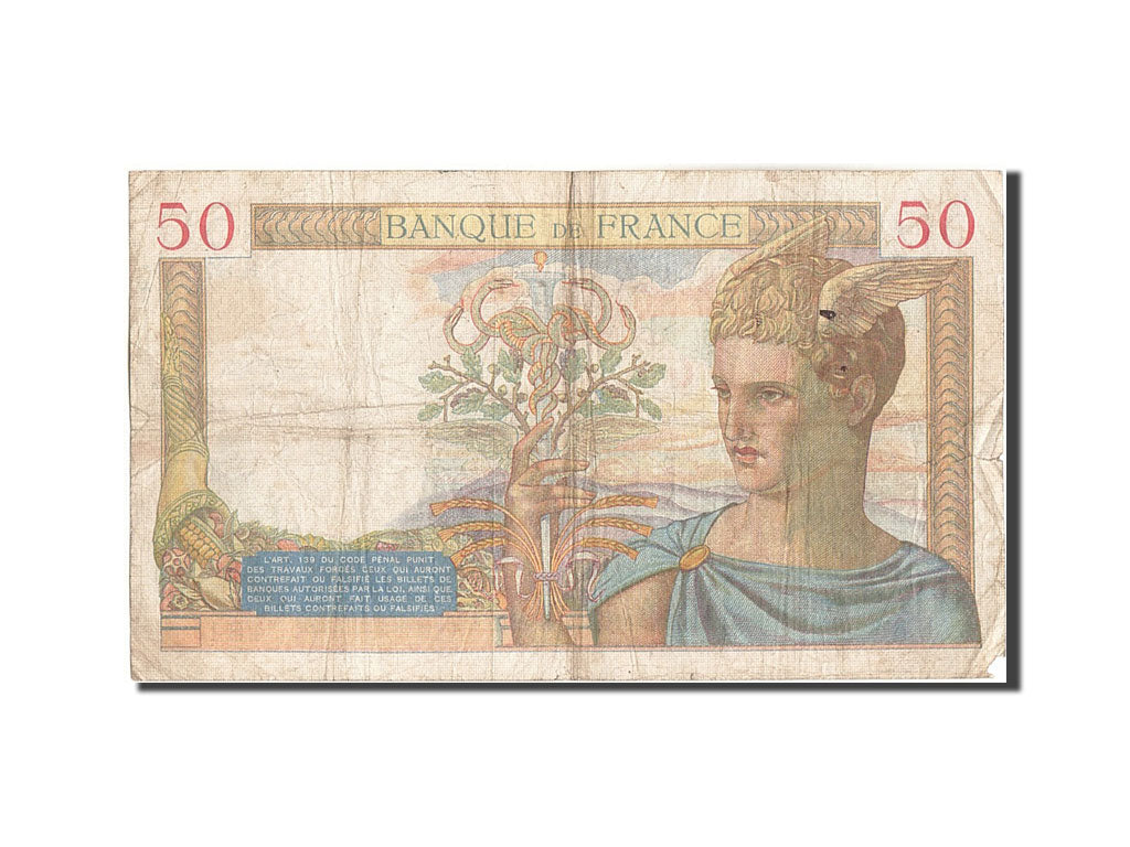 Banknot, Francja, 50 Francs, Cérès, 1934, 1934-12-27, VG(8-10), Fayette:17.2