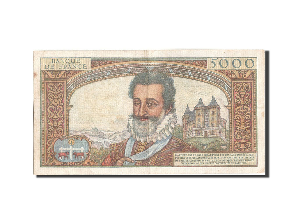 Banconote, Francia, 5000 Francs, 5 000 F 1957-1958 ''Henri IV'', 1958