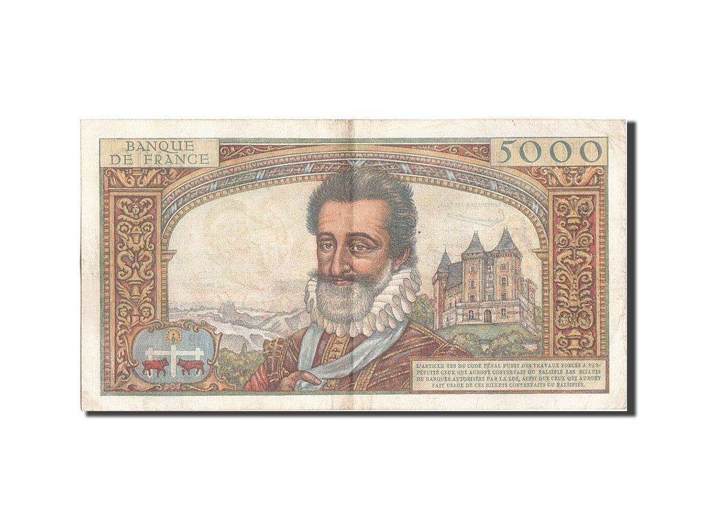 Billet, France, 5000 Francs, 5 000 F 1957-1958 ''Henri IV'', 1957, 1957-10-03